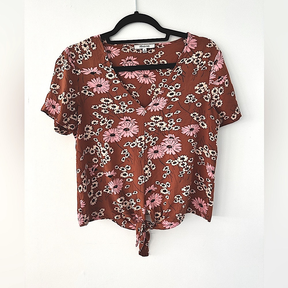 Madewell hillside daisys clay tie top